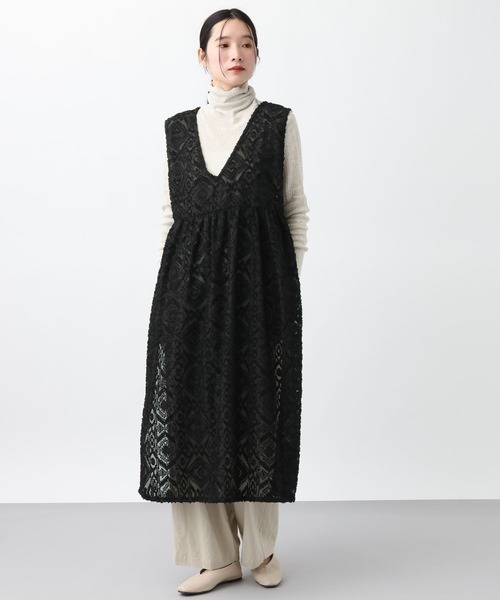 studio CLIP（スタディオクリップ）の「《natural by clip》ダブルフロントカットジャガードベストワンピース（ベスト・レディース・アイボリー/ブラック・FREE）」の17枚目の写真