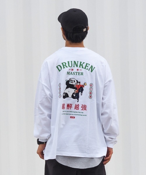 Leyline(レイライン)の「【Leyline】Drunken master l/s tee(Panda)(Tシャツ/カットソー・メンズ・ホワイト/ブラック・L/M)」の1枚目の写真