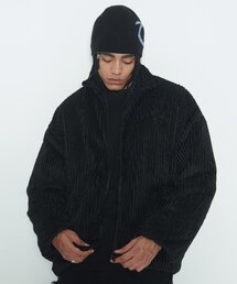 ブラックストライプシェルパファージャケット