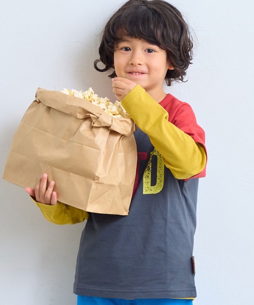 Life Support Products（ライフサポートプロダクツ）の「【防汚加工】ラグランスラングＴシャツ（Tシャツ/カットソー・キッズ・チャコール/マスタード/レッド/ブルー・80/90/95/100/110/120/130/150/140）」の4枚目の写真