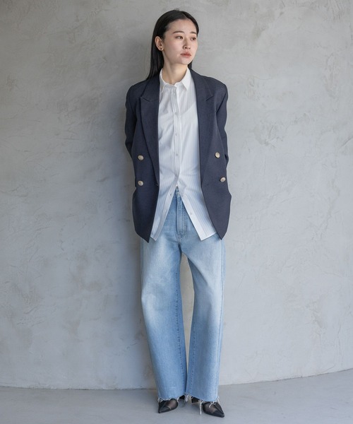 A part by（アパートバイ）の「ストライプBIGシャツ（シャツ/ブラウス・レディース・オフホワイト/ライトグリーン/ライトイエロー・FREE）」の14枚目の写真