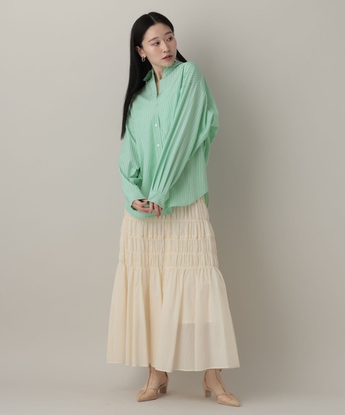 A part by（アパートバイ）の「ストライプBIGシャツ（シャツ/ブラウス・レディース・オフホワイト/ライトグリーン/ライトイエロー・FREE）」の22枚目の写真