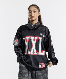 CREAM SODA LAB（クリームソーダラボ）の「オーバークロック2XLラグビーシャツロングスリーブブラック（Tシャツ/カットソー）」