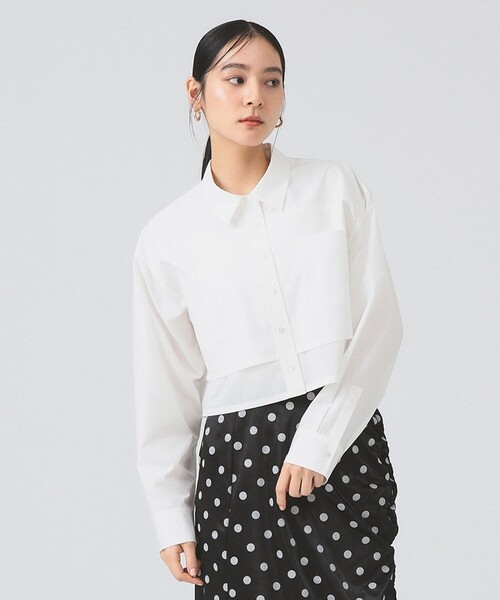 Ray BEAMS（レイビームス）の「レイヤード ヘム クロップド シャツ（シャツ/ブラウス・レディース・サックスブルー/ホワイト・ONE SIZE）」の6枚目の写真