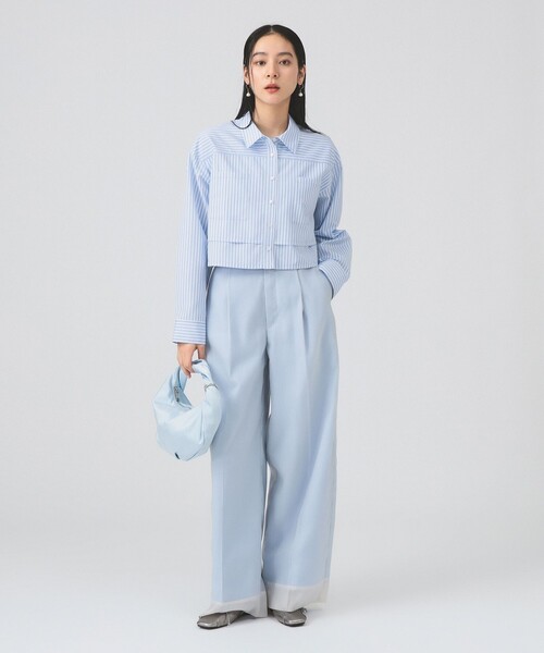 Ray BEAMS（レイビームス）の「レイヤード ヘム クロップド シャツ（シャツ/ブラウス・レディース・サックスブルー/ホワイト・ONE SIZE）」の7枚目の写真