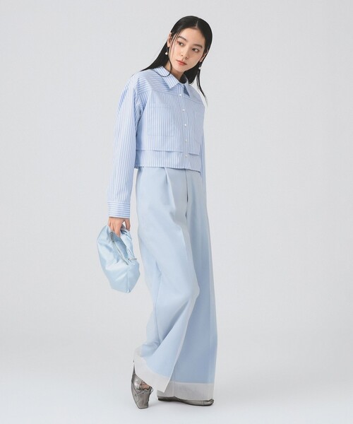 Ray BEAMS（レイビームス）の「レイヤード ヘム クロップド シャツ（シャツ/ブラウス・レディース・サックスブルー/ホワイト・ONE SIZE）」の8枚目の写真