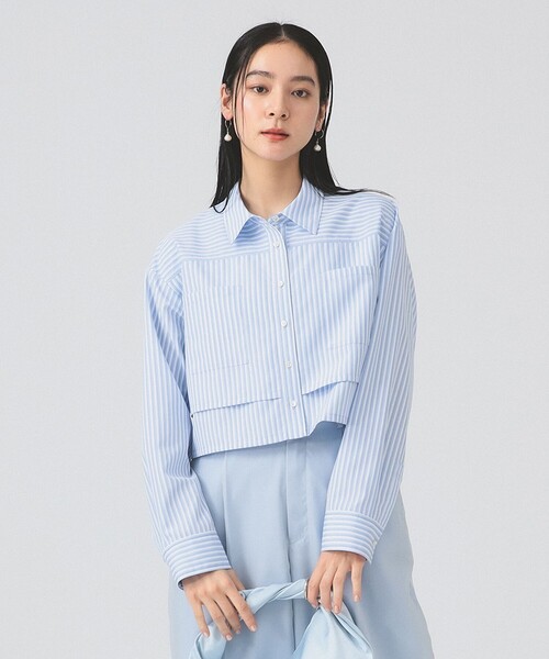 Ray BEAMS（レイビームス）の「レイヤード ヘム クロップド シャツ（シャツ/ブラウス・レディース・サックスブルー/ホワイト・ONE SIZE）」の10枚目の写真