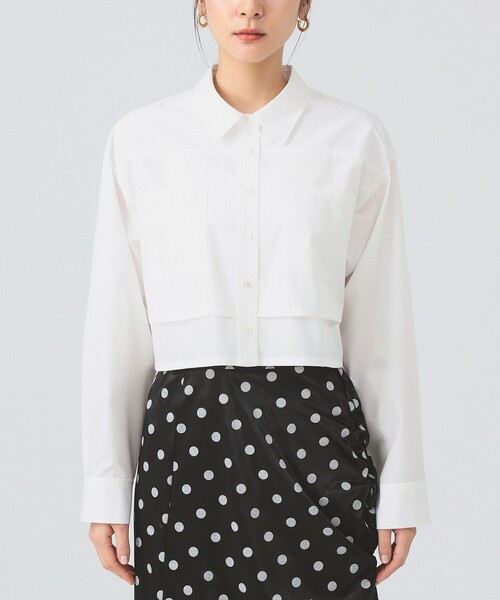 Ray BEAMS（レイビームス）の「レイヤード ヘム クロップド シャツ（シャツ/ブラウス・レディース・サックスブルー/ホワイト・ONE SIZE）」の11枚目の写真