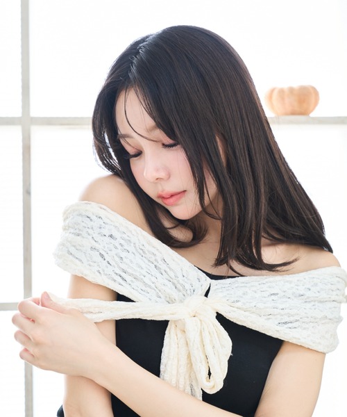 Lallana(ララーナ)の「Lace Off-Shoulder Ribbon Top/レースオフショルダーリボントップス(Tシャツ/カットソー・レディース・ネイビー/ブラック・FREE)」の16枚目の写真