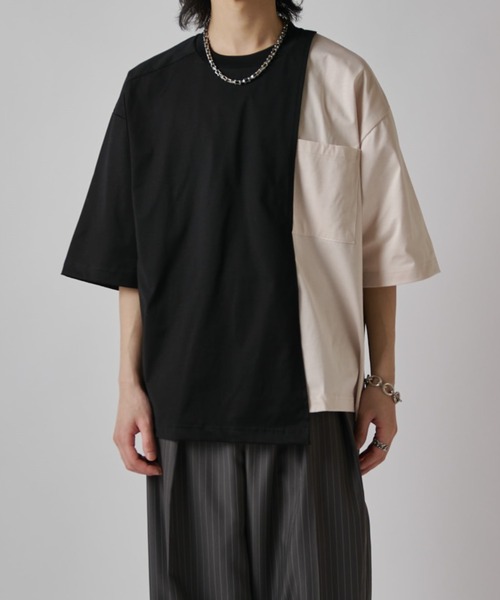 Lui's(ルイス)の「【SURJENT】レイヤードデザインオーバーTシャツ(Tシャツ/カットソー・メンズ・ネイビー/ブラック・FREE)」の1枚目の写真