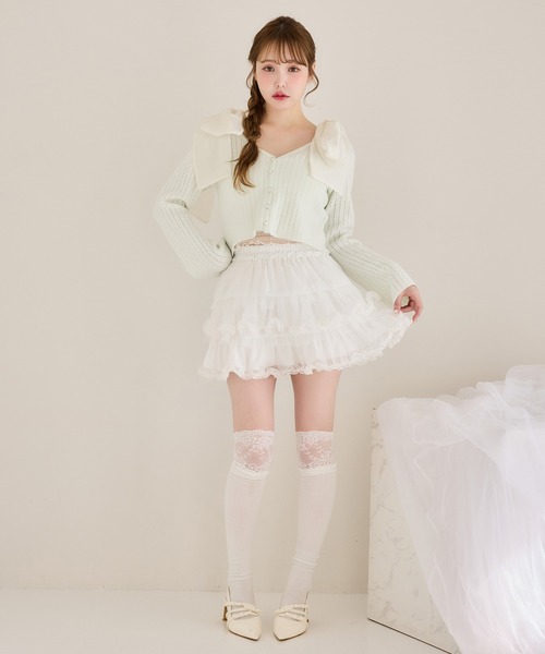 one after another NICE CLAUP（ワンアフターアナザーナイスクラップ）の「ビジューボタンカーディガン（カーディガン/ボレロ・レディース・杢グレー/ミント/サックスブルー/アイボリー/ピンク・FREE）」の19枚目の写真