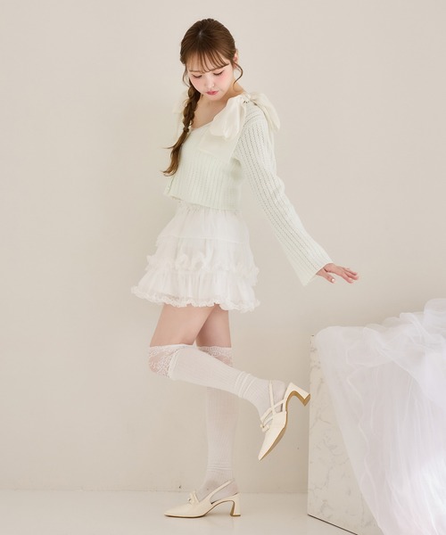 one after another NICE CLAUP（ワンアフターアナザーナイスクラップ）の「ビジューボタンカーディガン（カーディガン/ボレロ・レディース・杢グレー/ミント/サックスブルー/アイボリー/ピンク・FREE）」の20枚目の写真