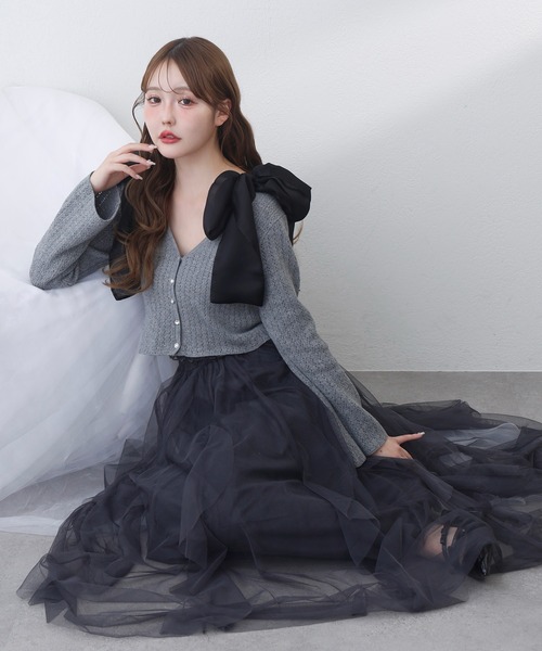 one after another NICE CLAUP（ワンアフターアナザーナイスクラップ）の「ビジューボタンカーディガン（カーディガン/ボレロ・レディース・杢グレー/ミント/サックスブルー/アイボリー/ピンク・FREE）」の17枚目の写真