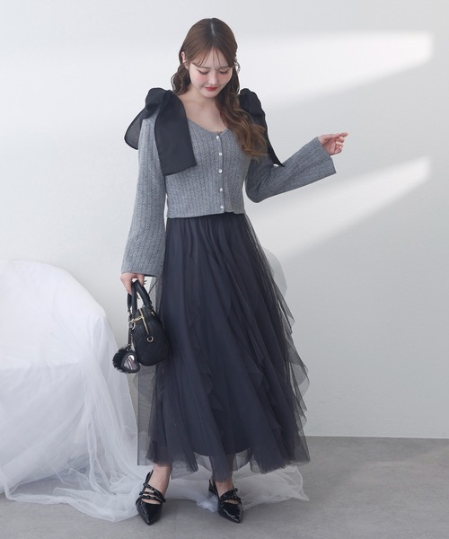 one after another NICE CLAUP（ワンアフターアナザーナイスクラップ）の「ビジューボタンカーディガン（カーディガン/ボレロ・レディース・杢グレー/ミント/サックスブルー/アイボリー/ピンク・FREE）」の14枚目の写真