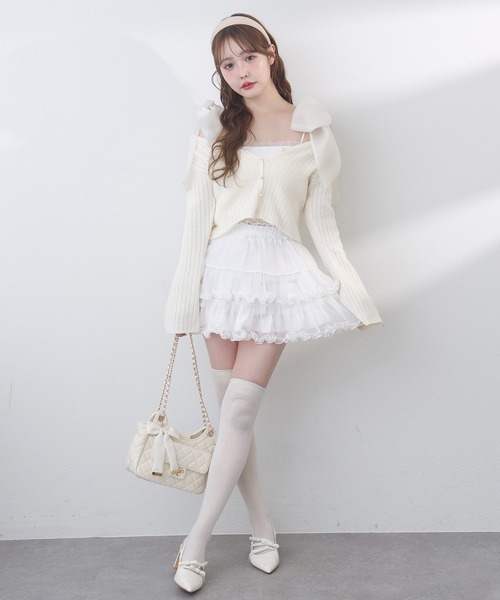 one after another NICE CLAUP（ワンアフターアナザーナイスクラップ）の「ビジューボタンカーディガン（カーディガン/ボレロ・レディース・杢グレー/ミント/サックスブルー/アイボリー/ピンク・FREE）」の7枚目の写真