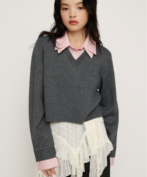 SLY LAYERED LIKE CROP KNIT トップス 新品 LAYERED LIKE CROP KNIT TOPS レイヤードライククロップニットトップス