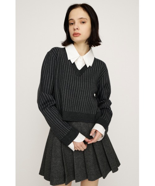 LAYERED LIKE CROP KNIT TOPS レイヤードライククロップニットトップス