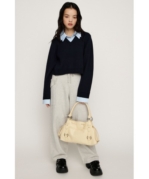 SLY(スライ)の「LAYERED LIKE CROP KNIT TOPS レイヤードライククロップニットトップス 冬服 春服(ニット/セーター・レディース・ネイビー/グレー系その他2/グレー・FREE)」の17枚目の写真