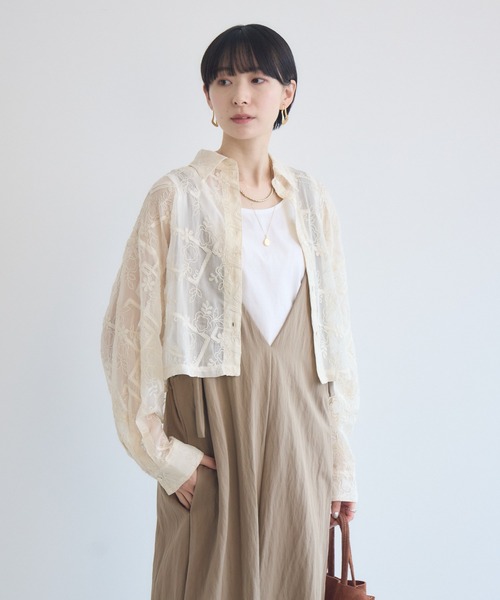 Paradise Picnic（パラダイスピクニック）の「cloche レース生地ショートシャツ（シャツ/ブラウス・レディース・アイボリー/ブラック・FREE）」の20枚目の写真