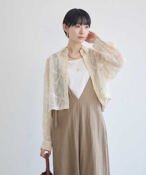 Paradise Picnic（パラダイスピクニック）の「cloche レース生地ショートシャツ（シャツ/ブラウス・レディース・アイボリー/ブラック・FREE）」の21枚目の写真