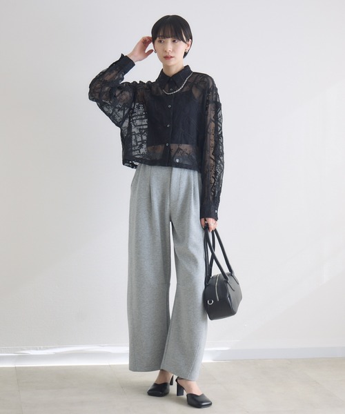 Paradise Picnic（パラダイスピクニック）の「cloche レース生地ショートシャツ（シャツ/ブラウス・レディース・アイボリー/ブラック・FREE）」の14枚目の写真