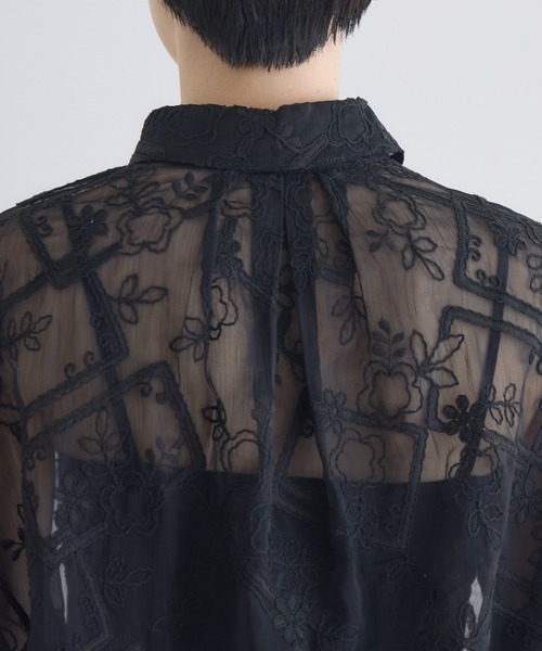 Paradise Picnic（パラダイスピクニック）の「cloche レース生地ショートシャツ（シャツ/ブラウス・レディース・アイボリー/ブラック・FREE）」の9枚目の写真