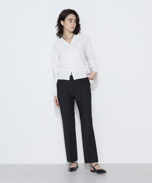 COMME CA（コムサ）の「コットンダルストレッチ Vネックカーディガン（カーディガン/ボレロ・レディース・オフホワイト/ブルー/グレー・11号/9号）」の4枚目の写真