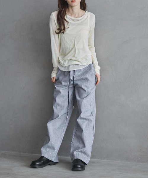 feepur（フェピュール）の「ストライプイージールーズデニム（デニムパンツ・レディース・ブラック/オフホワイト・MEDIUM/SMALL）」の3枚目の写真