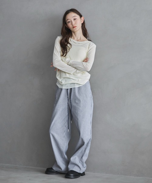 feepur（フェピュール）の「ストライプイージールーズデニム（デニムパンツ・レディース・ブラック/オフホワイト・MEDIUM/SMALL）」の4枚目の写真