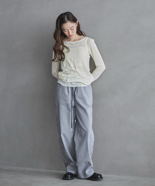 feepur（フェピュール）の「ストライプイージールーズデニム（デニムパンツ・レディース・ブラック/オフホワイト・MEDIUM/SMALL）」の7枚目の写真