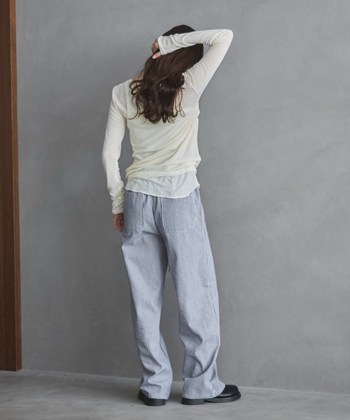 feepur（フェピュール）の「ストライプイージールーズデニム（デニムパンツ・レディース・ブラック/オフホワイト・MEDIUM/SMALL）」の6枚目の写真