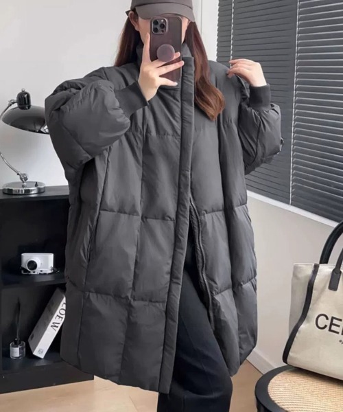 Miniministore（ミニミニストア）の「スタンドカラー中綿ダウンコート ゆったり（その他アウター・レディース・ブラック/ダークグレー/ベージュ・FREE）」の7枚目の写真