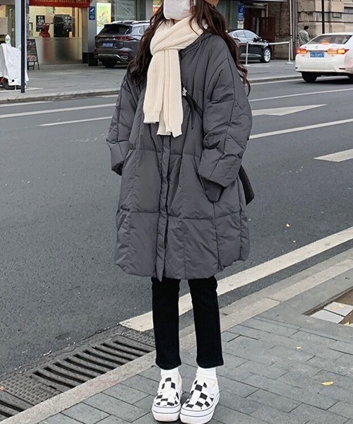 Miniministore（ミニミニストア）の「スタンドカラー中綿ダウンコート ゆったり（その他アウター・レディース・ブラック/ダークグレー/ベージュ・FREE）」の8枚目の写真