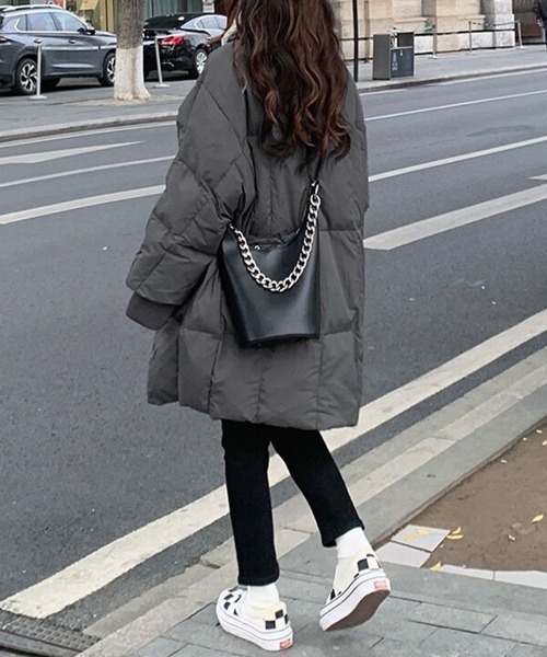 Miniministore（ミニミニストア）の「スタンドカラー中綿ダウンコート ゆったり（その他アウター・レディース・ブラック/ダークグレー/ベージュ・FREE）」の9枚目の写真