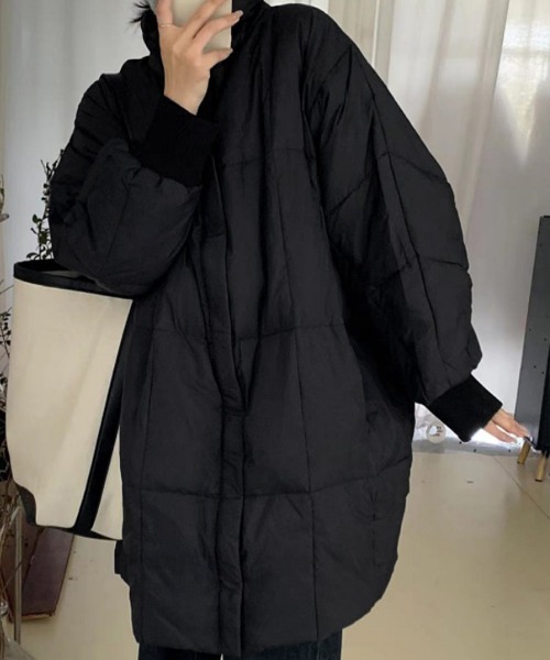 Miniministore（ミニミニストア）の「スタンドカラー中綿ダウンコート ゆったり（その他アウター・レディース・ブラック/ダークグレー/ベージュ・FREE）」の10枚目の写真