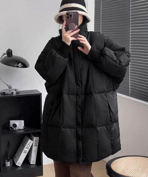 Miniministore（ミニミニストア）の「スタンドカラー中綿ダウンコート ゆったり（その他アウター・レディース・ブラック/ダークグレー/ベージュ・FREE）」の12枚目の写真