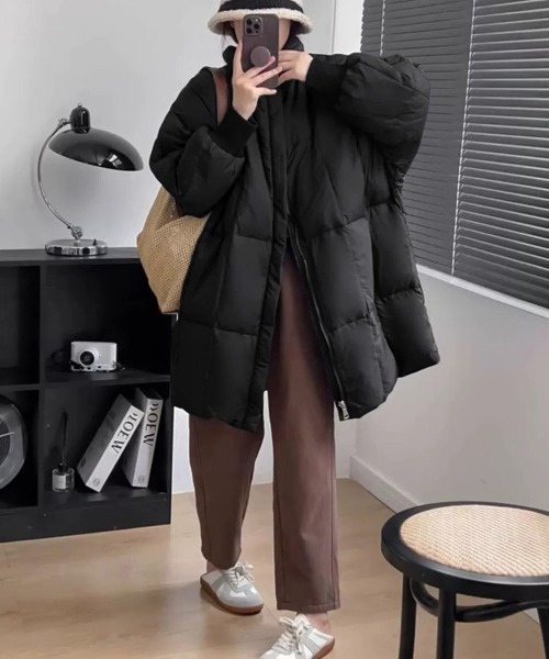 Miniministore（ミニミニストア）の「スタンドカラー中綿ダウンコート ゆったり（その他アウター・レディース・ブラック/ダークグレー/ベージュ・FREE）」の13枚目の写真