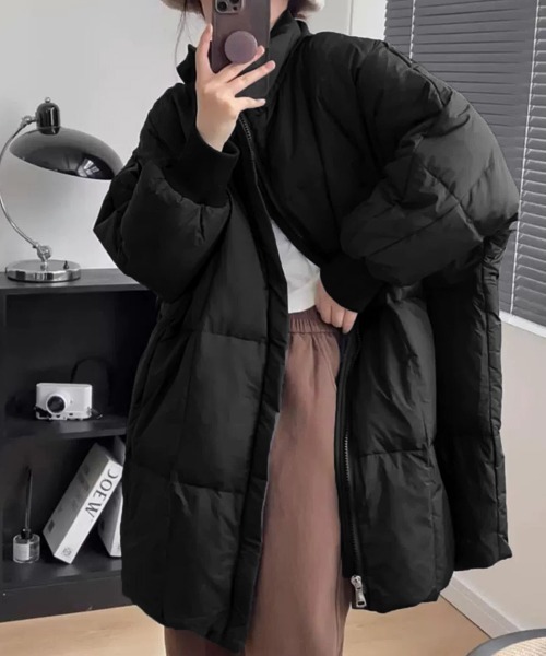 Miniministore（ミニミニストア）の「スタンドカラー中綿ダウンコート ゆったり（その他アウター・レディース・ブラック/ダークグレー/ベージュ・FREE）」の14枚目の写真