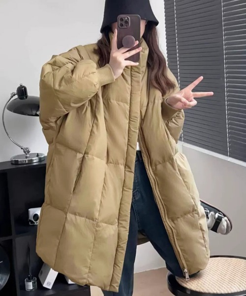 Miniministore（ミニミニストア）の「スタンドカラー中綿ダウンコート ゆったり（その他アウター・レディース・ブラック/ダークグレー/ベージュ・FREE）」の15枚目の写真