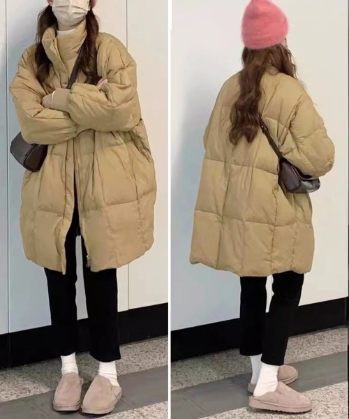 Miniministore（ミニミニストア）の「スタンドカラー中綿ダウンコート ゆったり（その他アウター・レディース・ブラック/ダークグレー/ベージュ・FREE）」の18枚目の写真