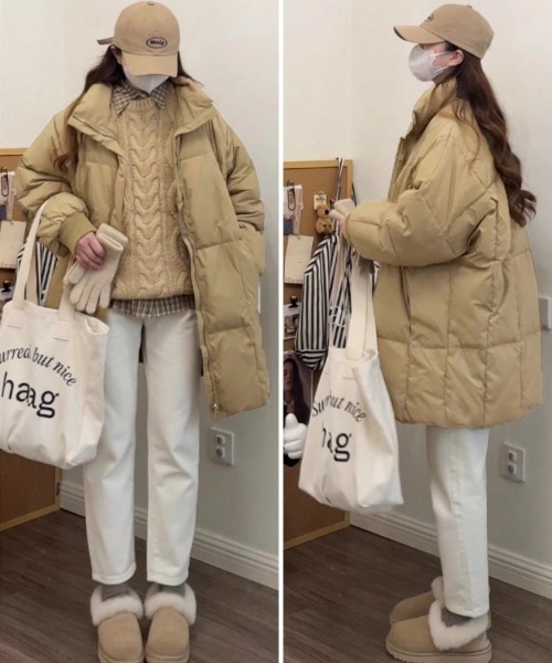 Miniministore（ミニミニストア）の「スタンドカラー中綿ダウンコート ゆったり（その他アウター・レディース・ブラック/ダークグレー/ベージュ・FREE）」の19枚目の写真