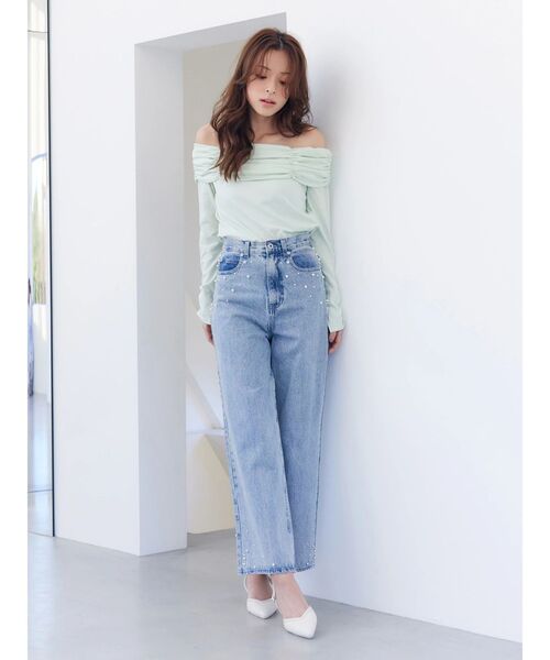 FILA(フィラ)の「【FILA別注】裏毛オフショルトップス(Tシャツ/カットソー・レディース・ミント/ブルー・FREE)」の4枚目の写真