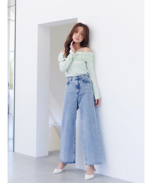 FILA(フィラ)の「【FILA別注】裏毛オフショルトップス(Tシャツ/カットソー・レディース・ミント/ブルー・FREE)」の5枚目の写真