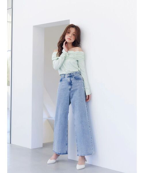 FILA(フィラ)の「【FILA別注】裏毛オフショルトップス(Tシャツ/カットソー・レディース・ミント/ブルー・FREE)」の6枚目の写真