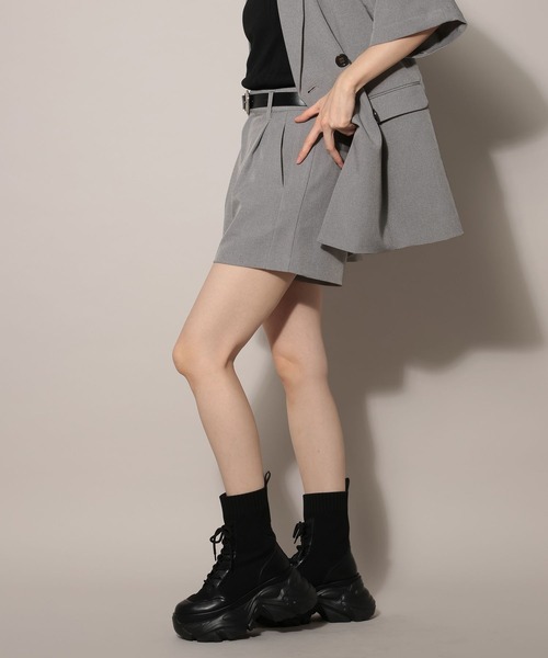 PAGEBOY（ページボーイ）の「【紫外線カット/接触冷感/イージーケア/セットアップ対応】バスケットショートパンツ（スラックス・レディース・グレー/ブラック・FREE）」の15枚目の写真