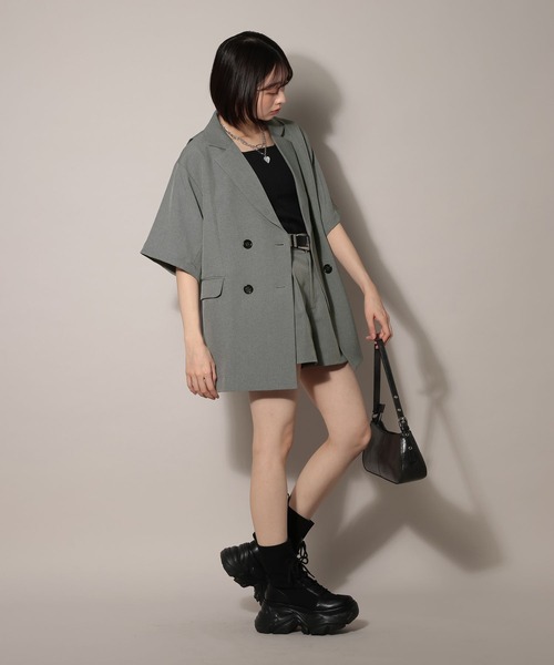 PAGEBOY（ページボーイ）の「【紫外線カット/接触冷感/イージーケア/セットアップ対応】バスケットショートパンツ（スラックス・レディース・グレー/ブラック・FREE）」の19枚目の写真