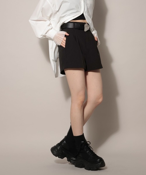 PAGEBOY（ページボーイ）の「【紫外線カット/接触冷感/イージーケア/セットアップ対応】バスケットショートパンツ（スラックス・レディース・グレー/ブラック・FREE）」の22枚目の写真