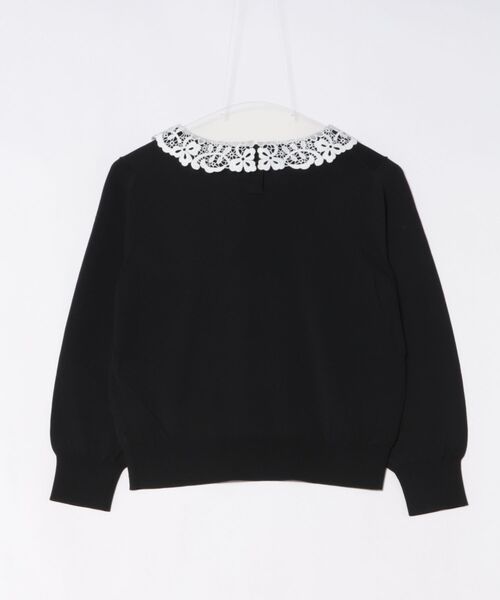 STRAWBERRY-FIELDS（ストロベリーフィールズ）の「アメリ―ストレッチ_レース衿ニット（ニット/セーター・レディース・ブラック×ホワイト/オフホワイト/ピンクベージュ・2）」の6枚目の写真