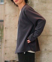 Blue Standard （ブルースタンダード）の「【BLUE STANDARD/ブルースタンダード】パフィースウェット ボタンレスカーディガン ロンT 2点セット ストレッチ 春服（アンサンブル）」