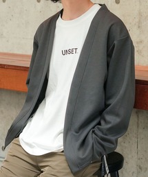 Blue Standard （ブルースタンダード）の「【BLUE STANDARD/ブルースタンダード】パフィースウェット ボタンレスカーディガン ロンT 2点セット ストレッチ 春服（アンサンブル）」